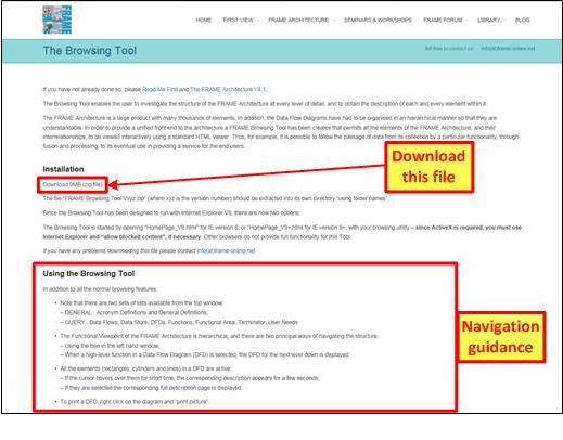 Figure 11: FRAME Browsing Tool download page