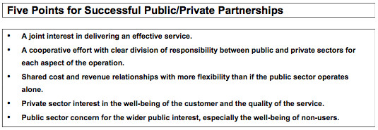 Conditions for a successful public/private partnership